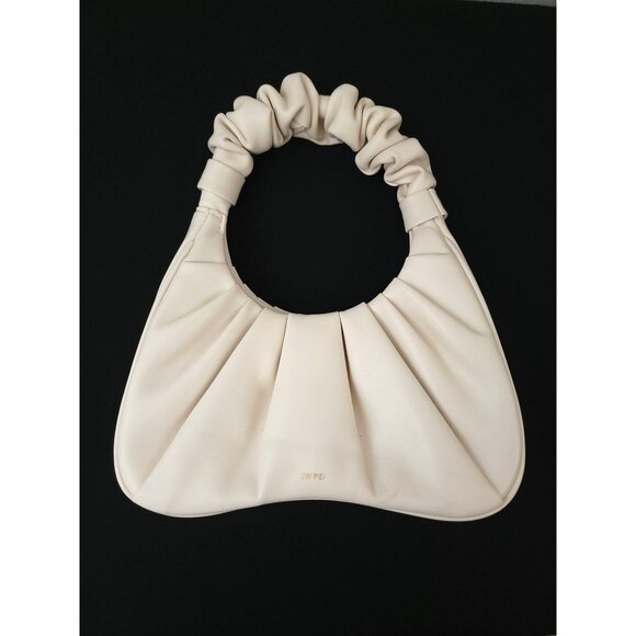 JW Pei GABBI Ivory Pleated Vegan Leather Ruched Handle Hobo Bag - Picture 1 of 7